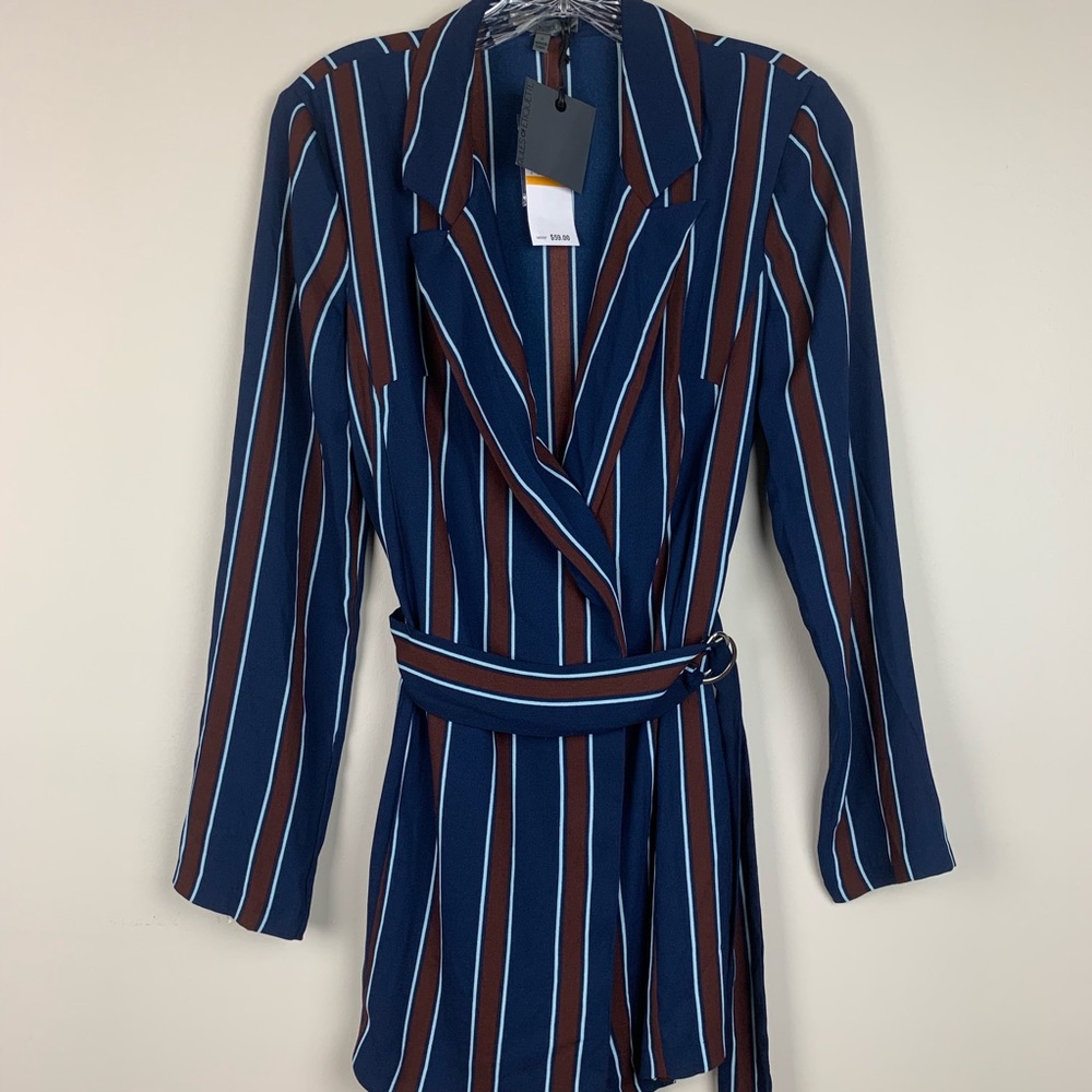 🔥RULES OF ETIQUETTE🔥NAVY STRIPED ROMPER SMALL Small NWT - Picture 2 of 3